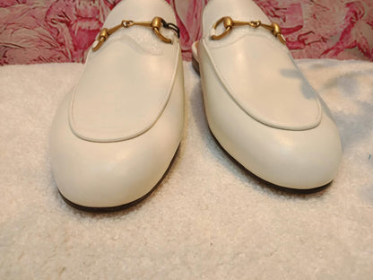 Gucci Princetown Horsebit Mules White Size 38