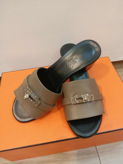 Hermes Kelly Sandals Etain Size 35.5