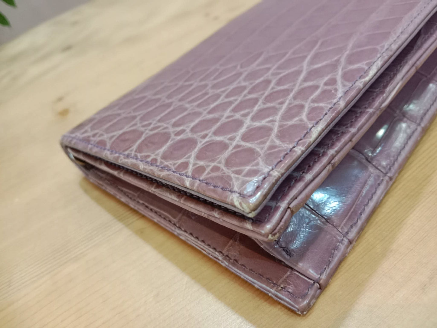 Dior Crocodile Embossed Mauve Clutch