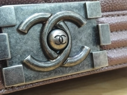 Chanel Le Boy Rose Gold Old Medium Caviar Series 26