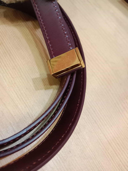 Celine Medium Classic Box Bag In Burgundy Calfskin Leather