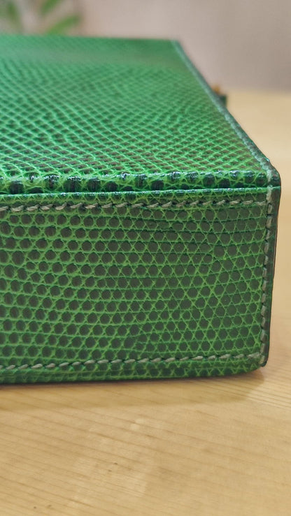 Hermes Lizard Green Vintage Bag Stamp O Circle 1985