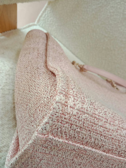 Chanel Deauville Tote Tweed Pink Microchipped