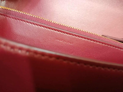 Celine Medium Classic Box Bag In Burgundy Calfskin Leather