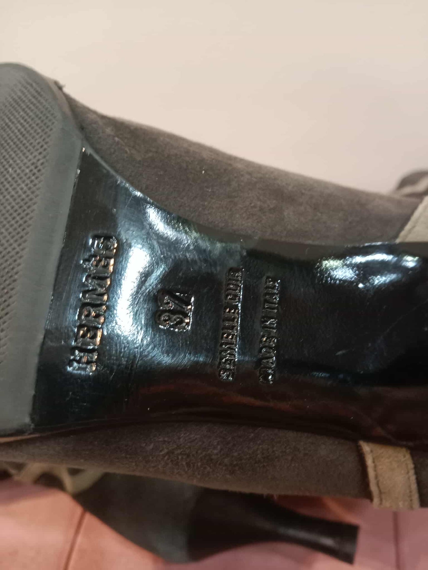 Hermes Knee-High Boots Suede Chocolate Brown Size 37