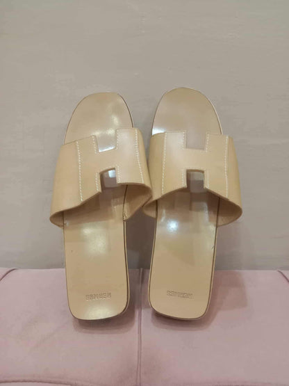 Hermes Kevlar Slides Sandal Beige Size 39