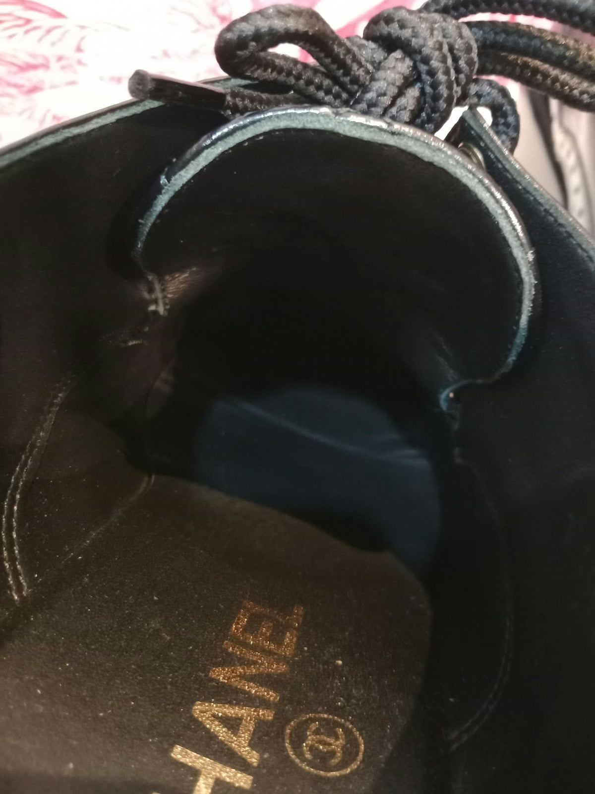 Chanel Quilted Leather Lace-up Oxfords Stacked Heels Black Size 39