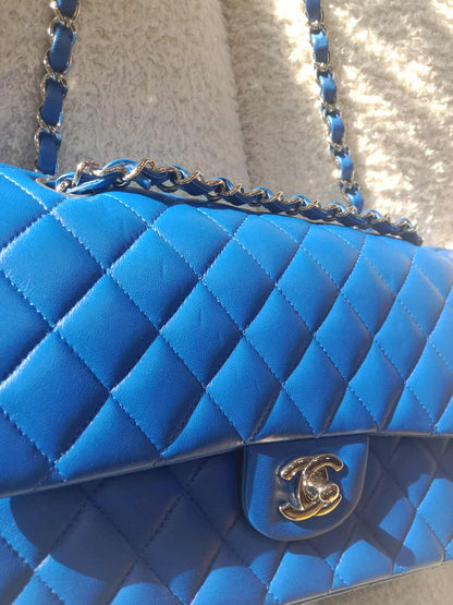 Chanel Classic Medium Double Flap Lambskin Blue Series 26