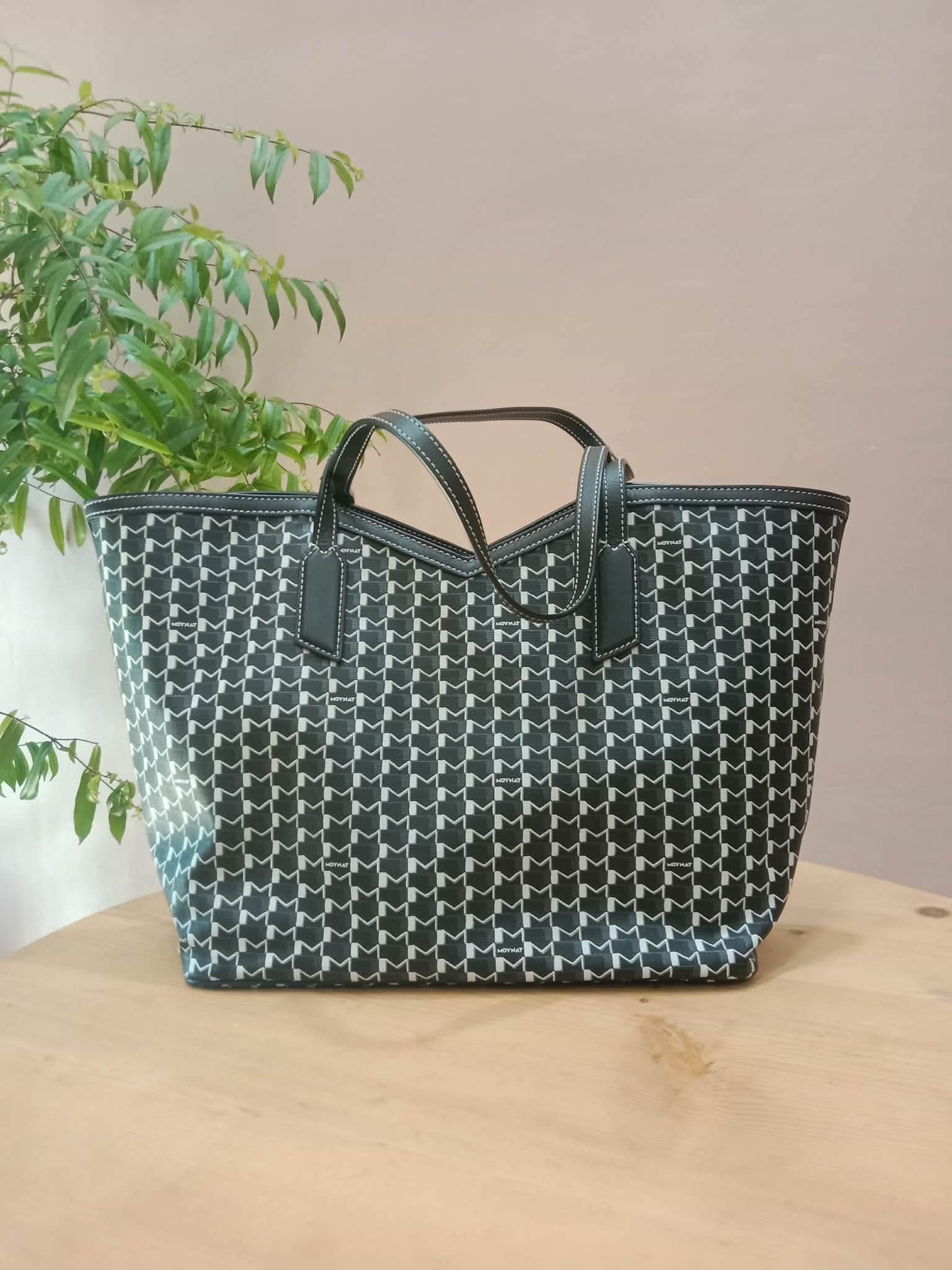 Moynat Paris M Tote Monogrammed Bag Black/White MM