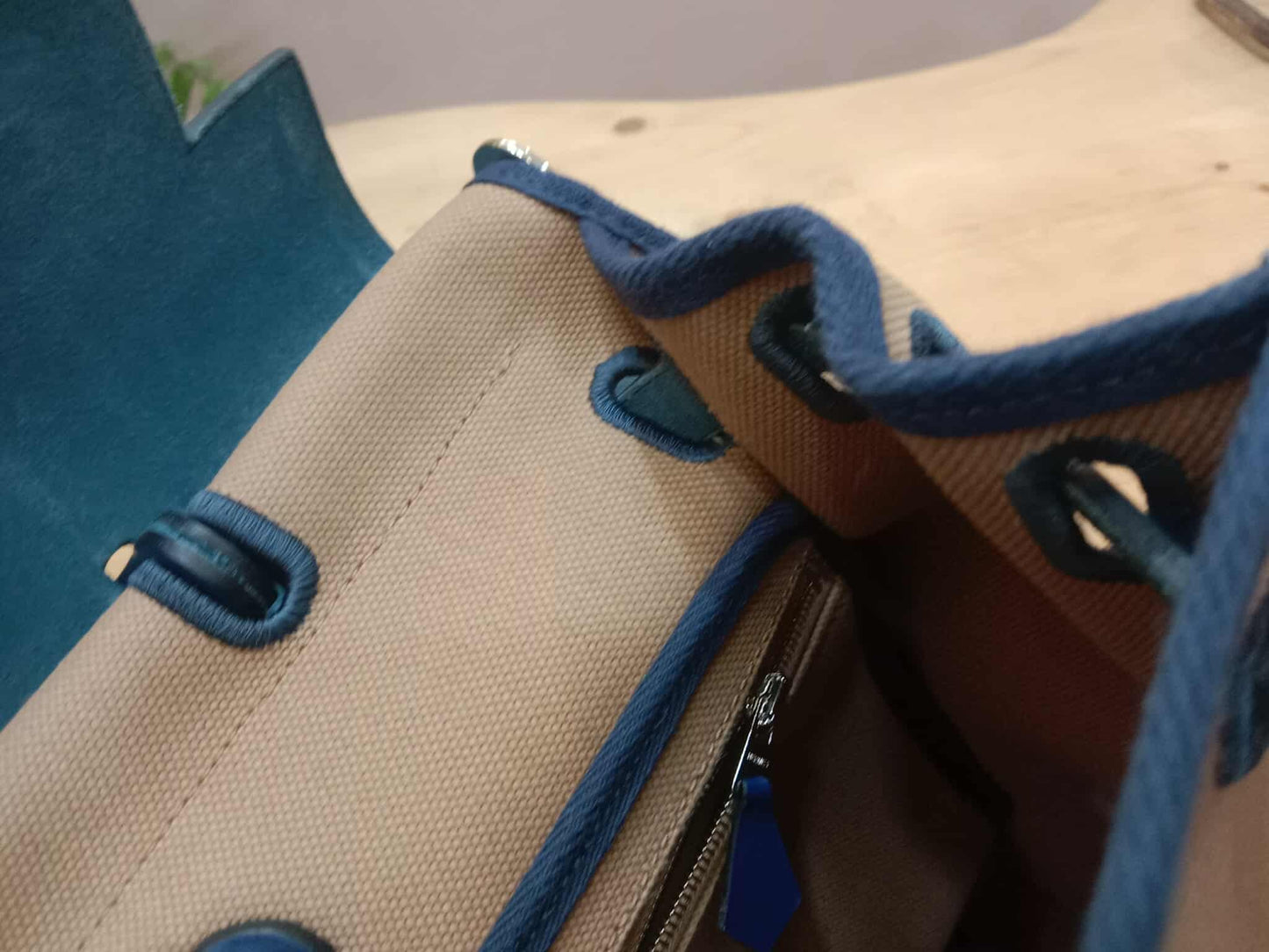 Hermes Herbag Ado Zip Backpack Canvas Bicolor Tan/Blue Stamp U 2022