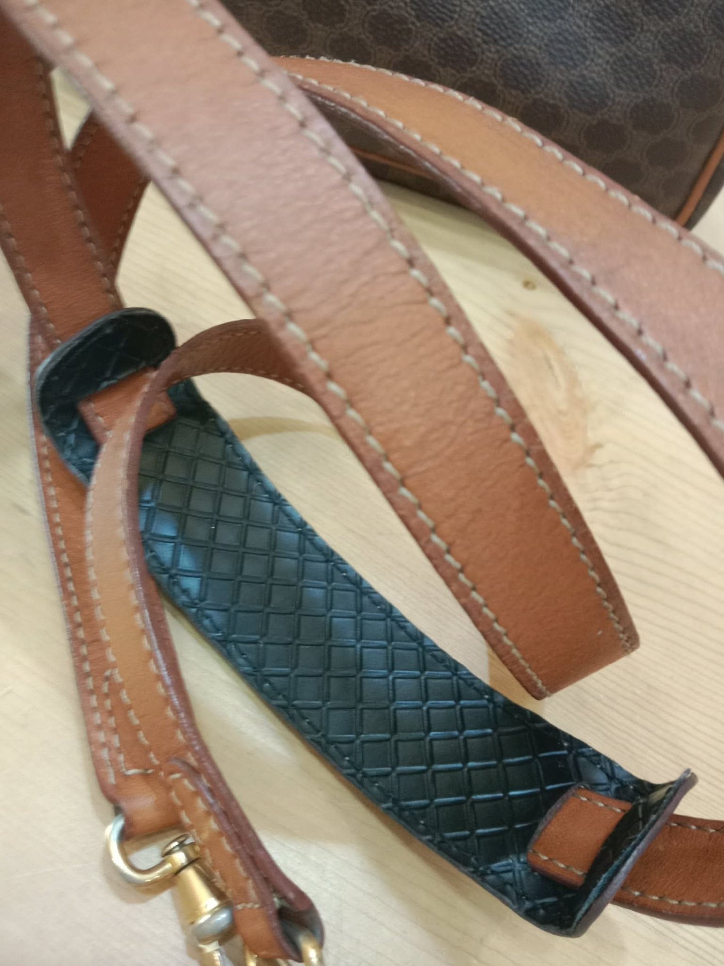 Celine Macadam Coated Canvas Camera Bag Brown