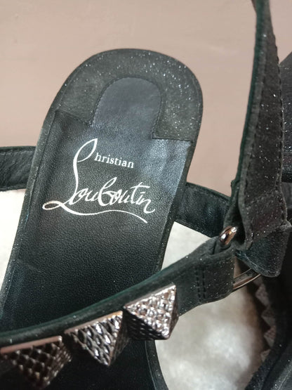 Christian Louboutin Pyraclou Wedge Black Pyramid Studs Size 36