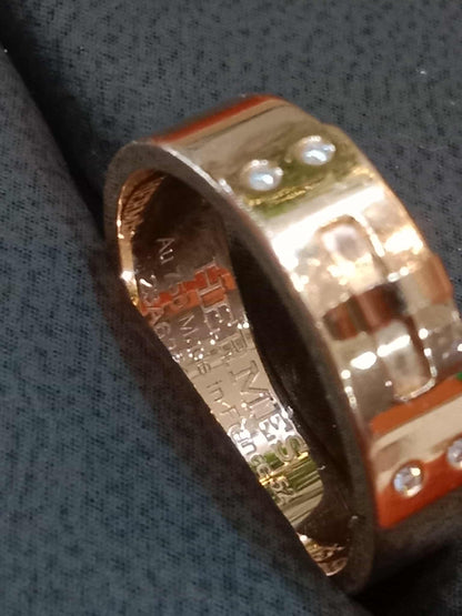 Hermes Kelly Ring in 18K Rose Gold Pave-Set Diamonds on the Clasp Motif