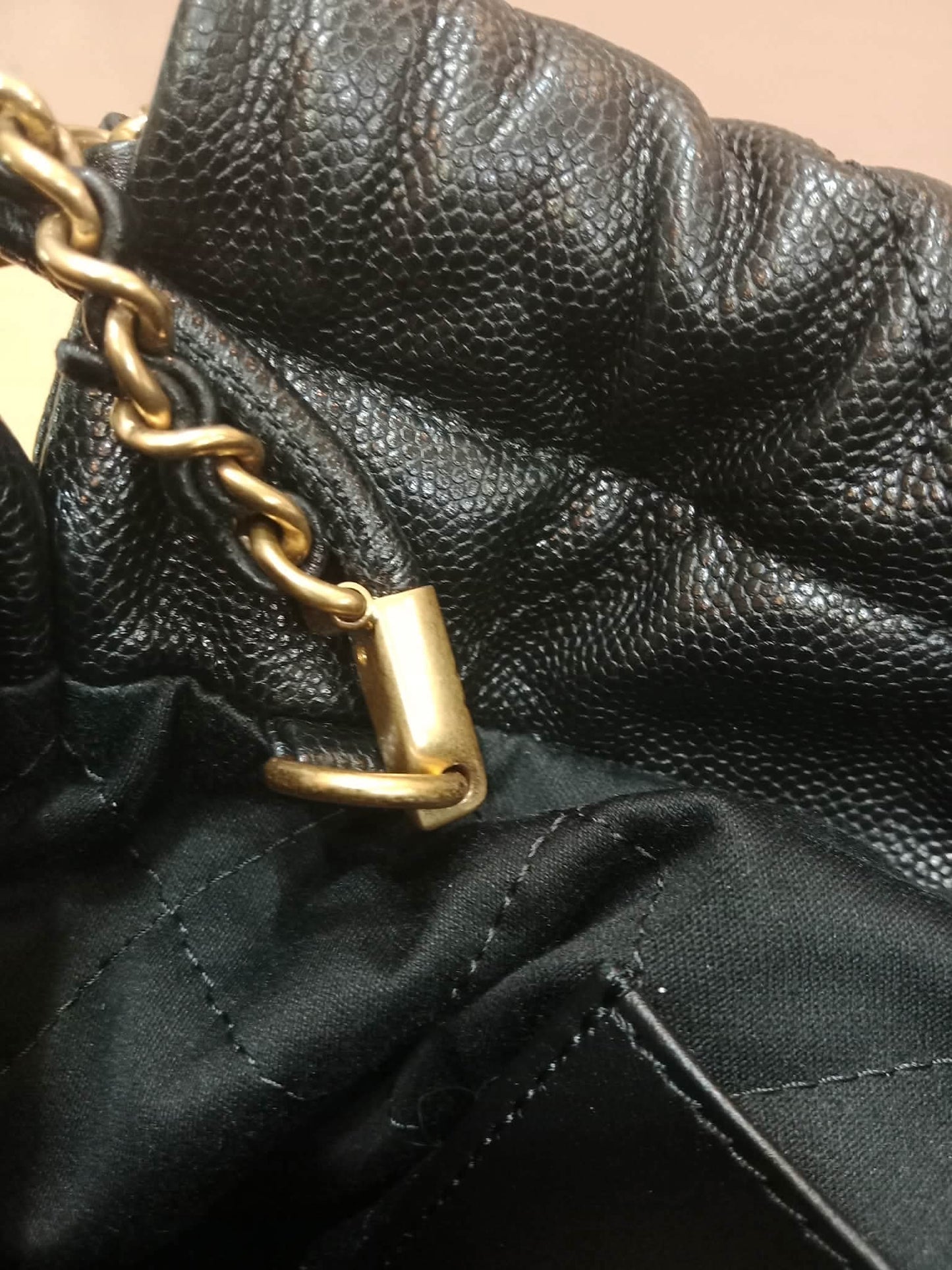 Chanel 22 Shiny Caviar Black Monochrome Mini Microchipped