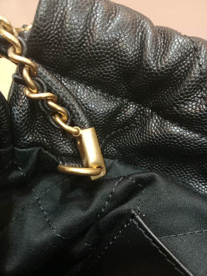 Chanel 22 Shiny Caviar Black Monochrome Mini Microchipped