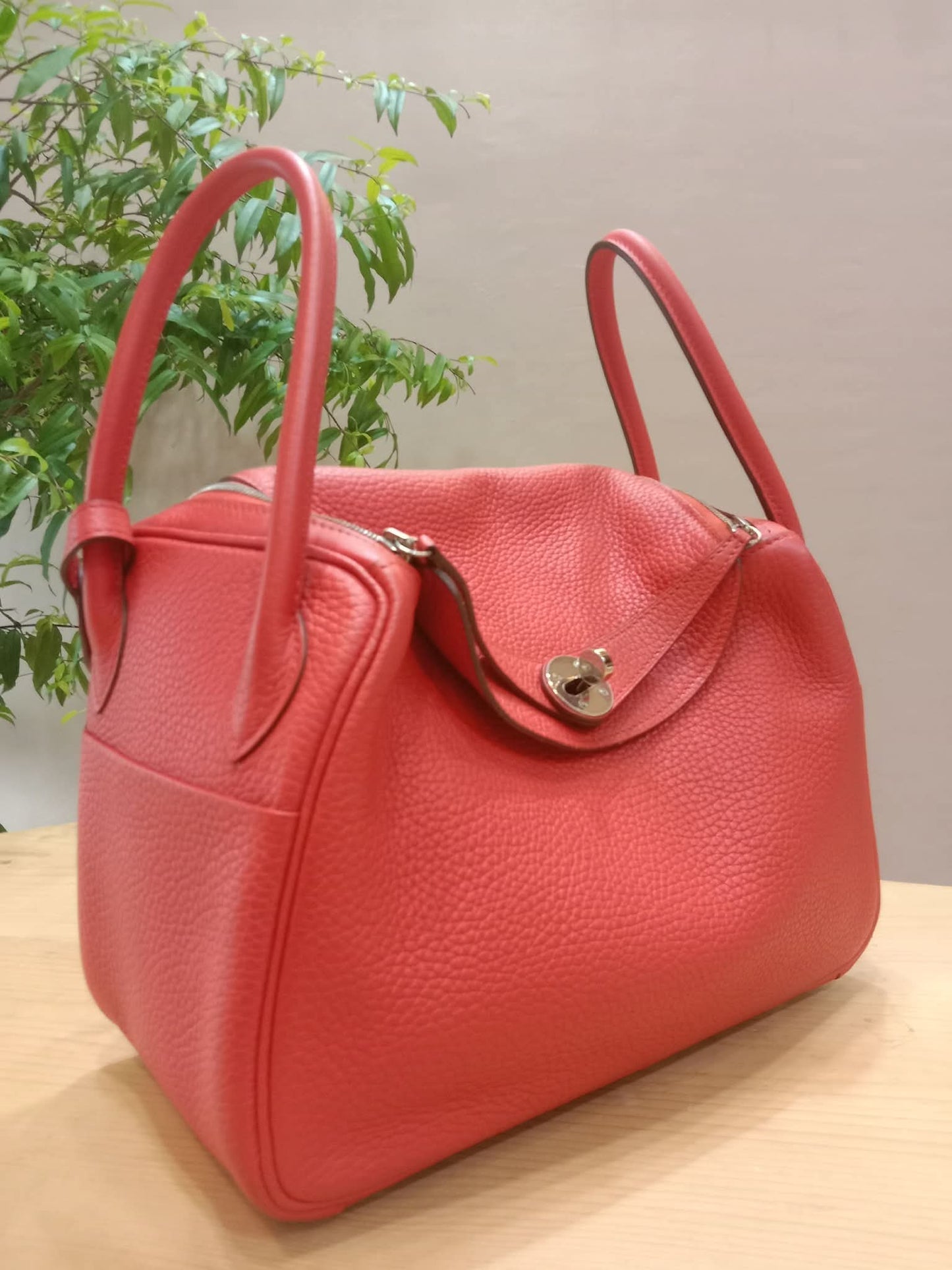 Hermes Lindy 26 Clemence Coral Red Stamp X 2016
