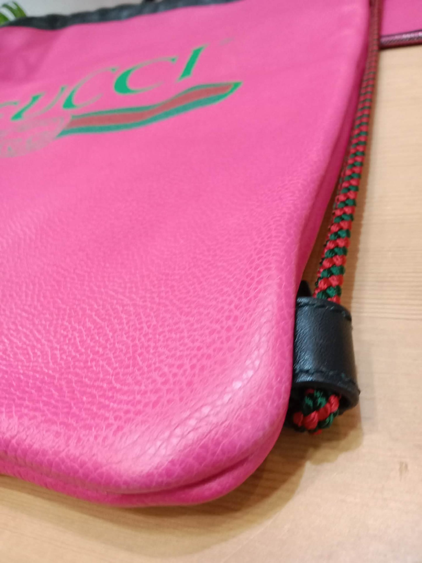 Gucci Printed Drawstring Backpack Grained Leather Pink/Black