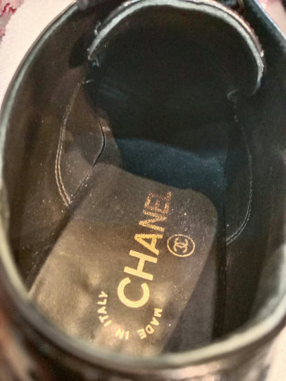 Chanel Ankle-Strap Tiered Bow CC Logo Sandals Black Size 37 1/2