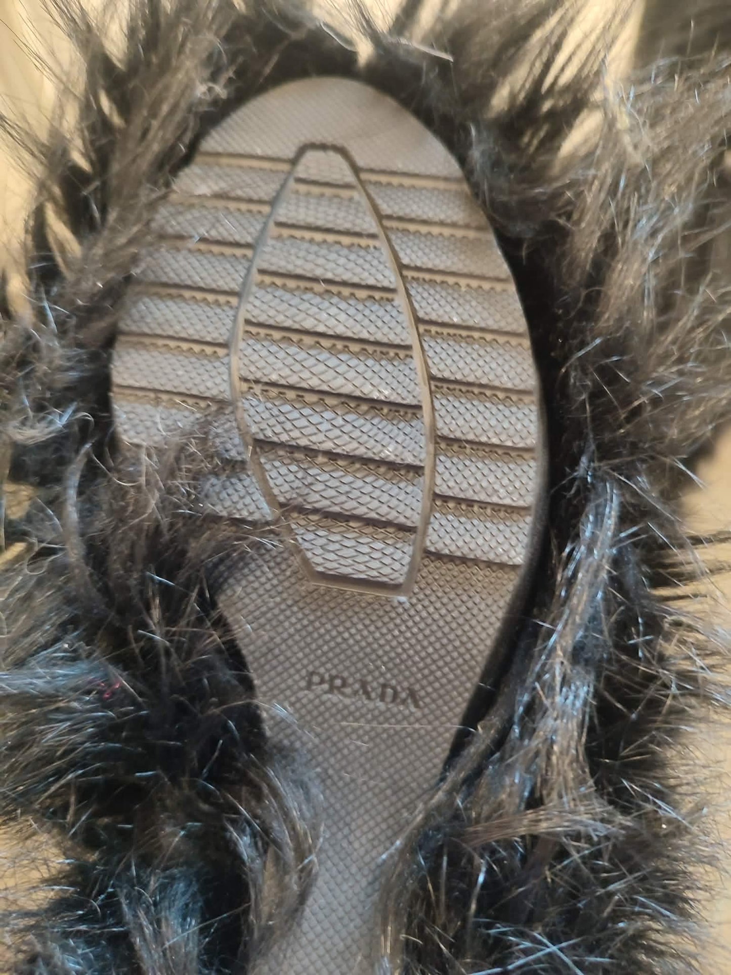 Prada Rossa Fur Black Boots Size 35