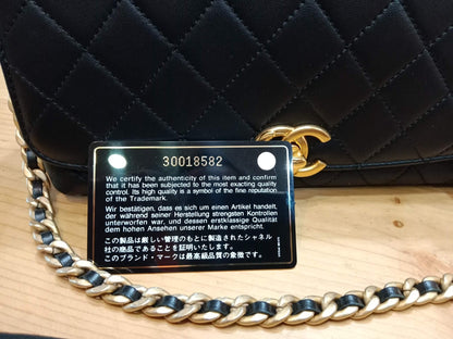 Chanel La Parisienne Quilted Lambskin Tophandle Bag Black Series 30
