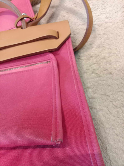 Hermes Pink Toile Herbag Zip 31 Stamp P Square 2012