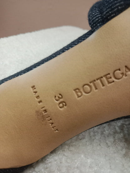 Bottega Veneta Indigo Denim Matelasse Padded Mule Sandals Size 36