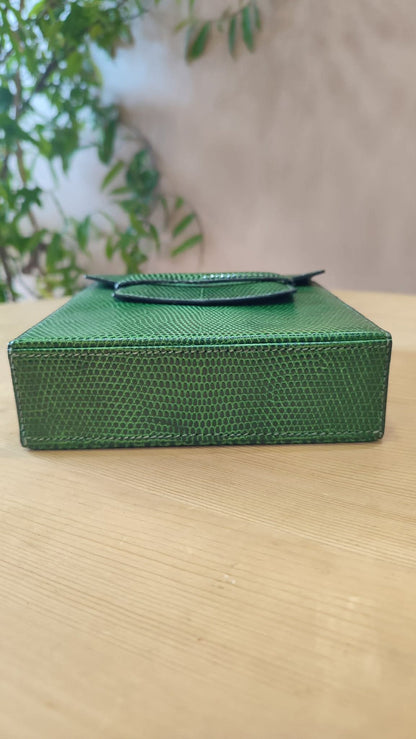 Hermes Lizard Green Vintage Bag Stamp O Circle 1985
