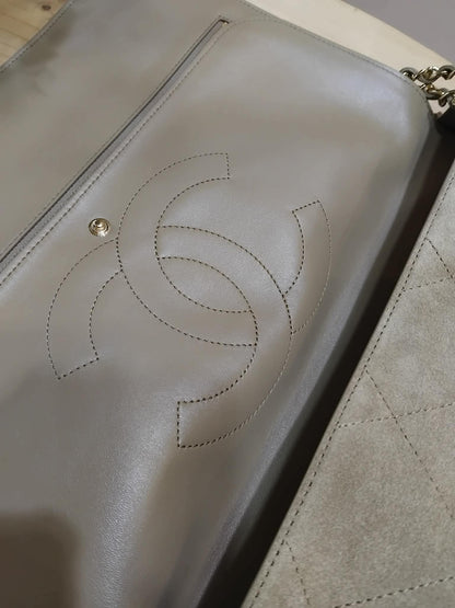 Chanel XXL Flap in Dark Beige Suede Microchipped