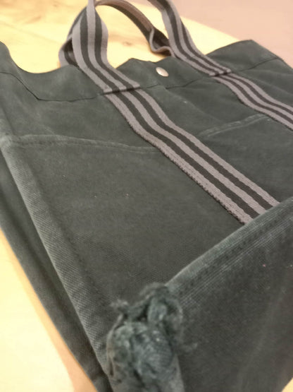 Hermes Ferrou Canvas Tote Black/Gray SHW