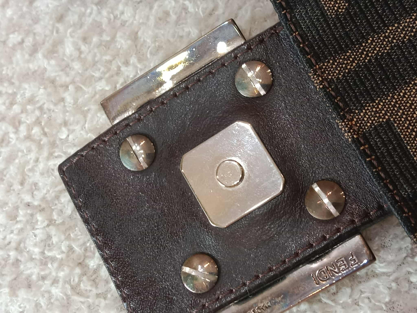 Fendi Zucca Baguette Brown Bag