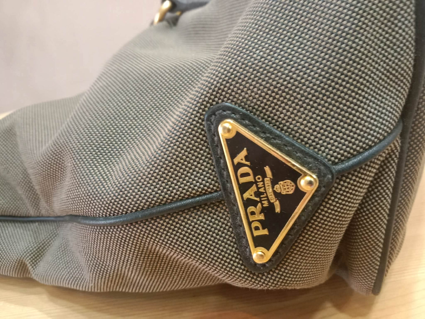 Prada Logo Jacquard Tote Corda Bruciato