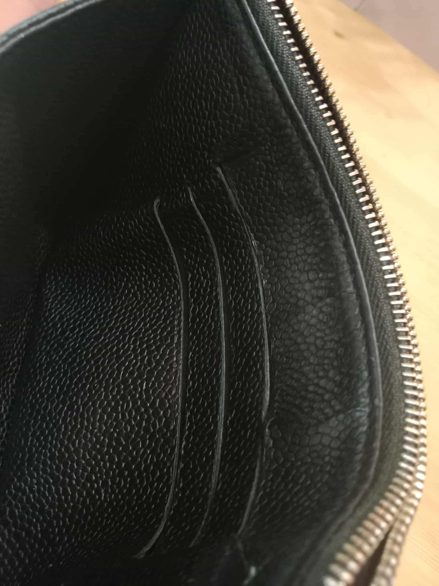 Chanel Black Quilted Caviar Leather Zip Pouch Series 25