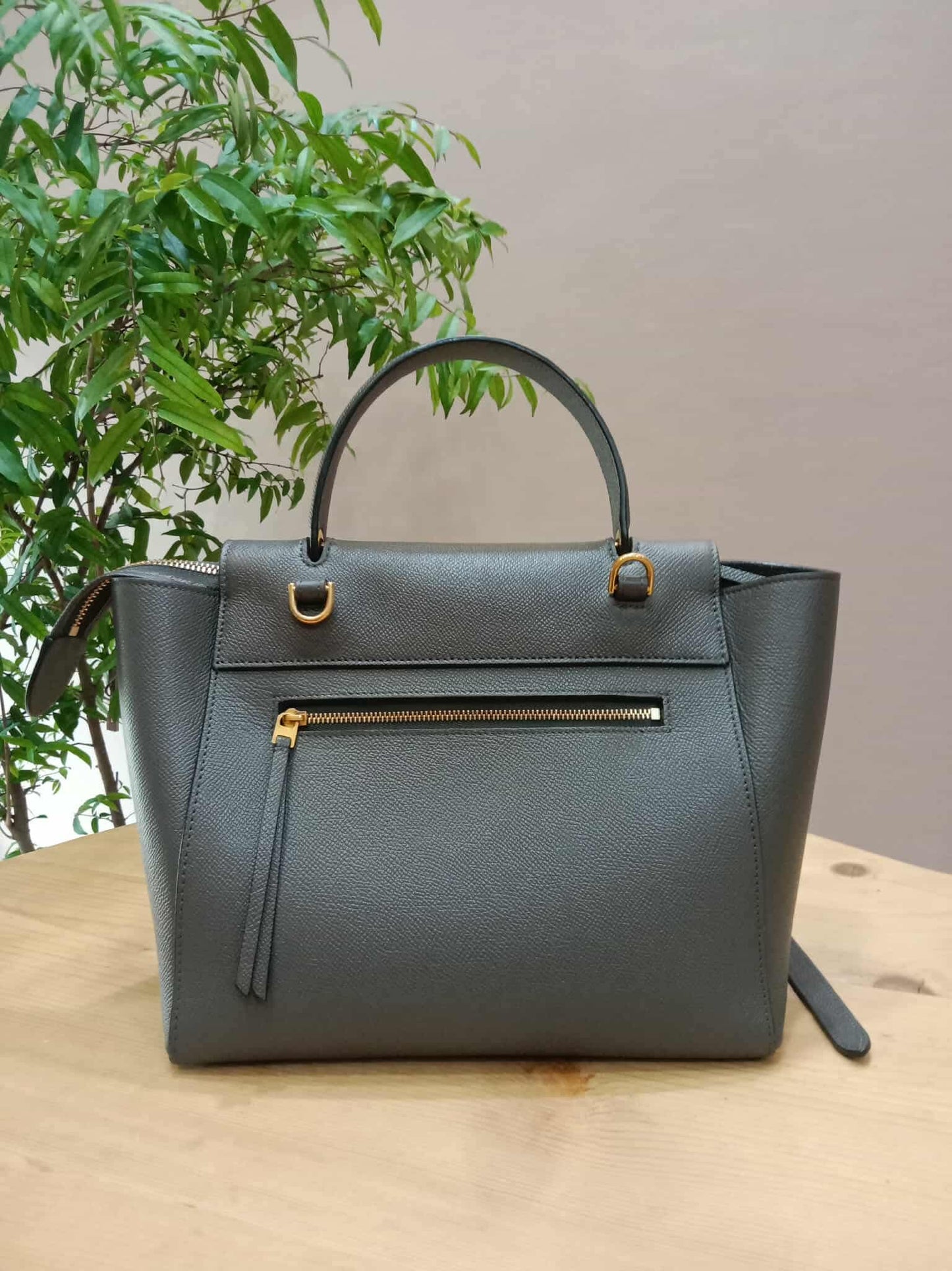 Celine Mini Belt Bag Grey in Grained Calfskin GHW