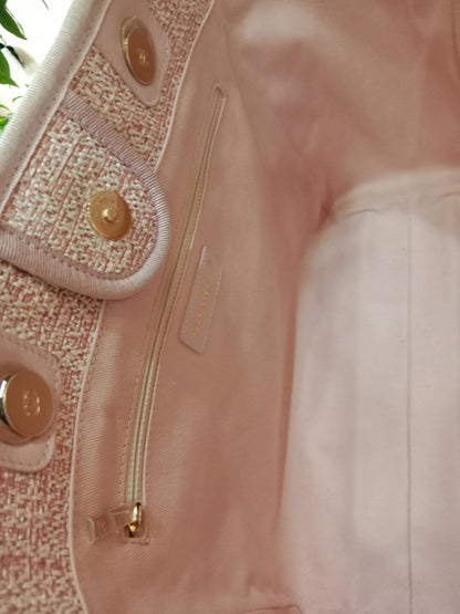 Chanel Deauville Tote Tweed Pink Microchipped