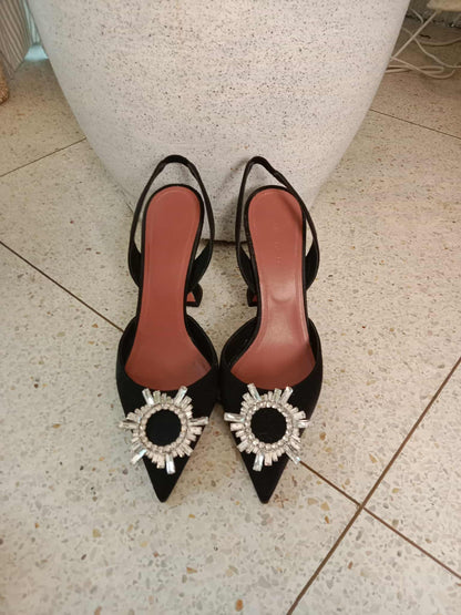 Amina Muaddi Black Sandals Size 39