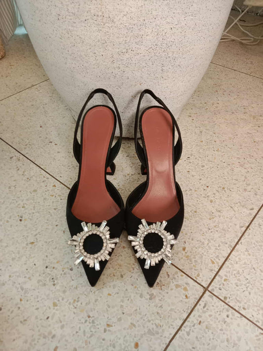 Amina Muaddi Black Sandals Size 39