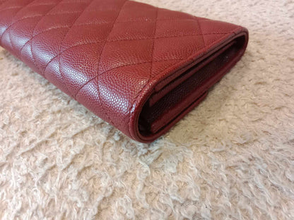 Chanel Long Flap Wallet Caviar Burgundy Series 25