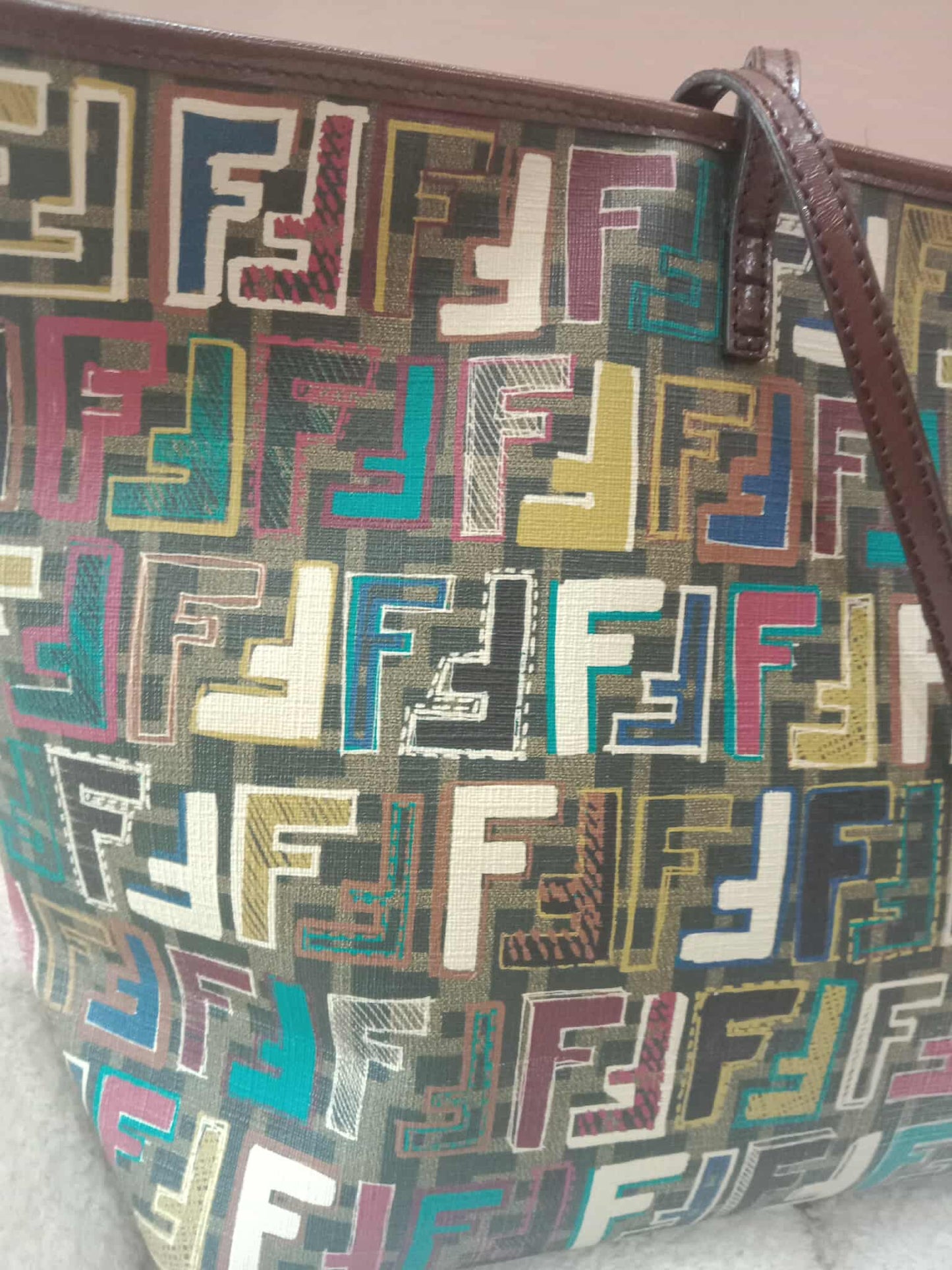 Fendi Multicolor Zucca Spalmati Roll Tote Bag