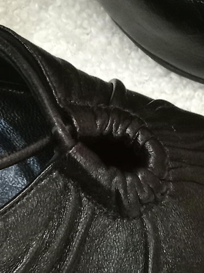 Chanel Black Leather Heels Knotted Toe Design and Draped Ankle Cuff Black Size 38