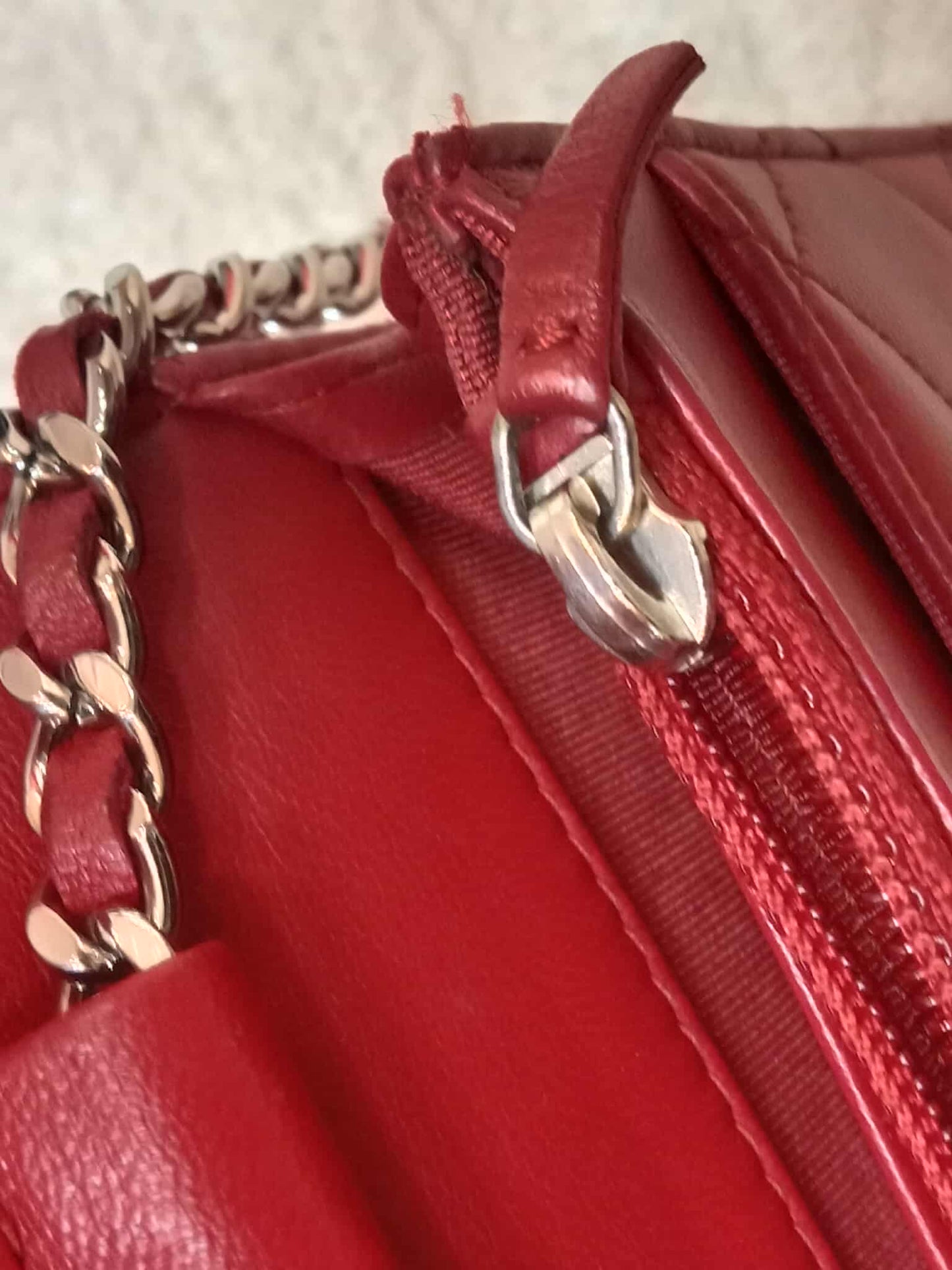 Chanel Classic Wallet On Chain Red Lambskin Series 16