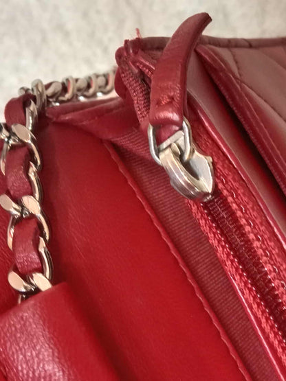 Chanel Classic Wallet On Chain Red Lambskin Series 16