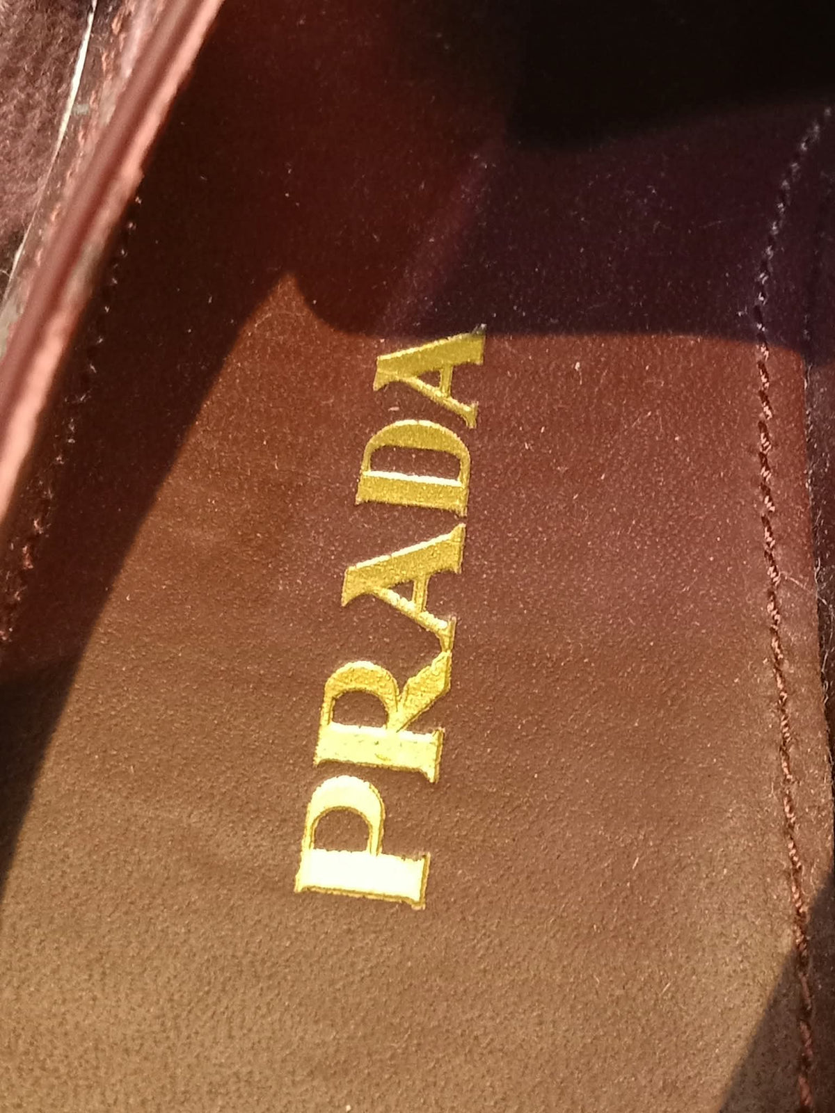 Prada Wingtip Brogue Derby Patent Platform Burgundy Size 37.5