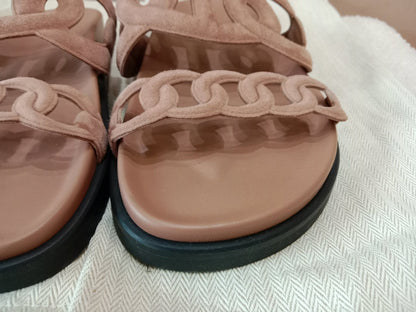 Hermes Extra Sandals Suede PInk Size 36.5