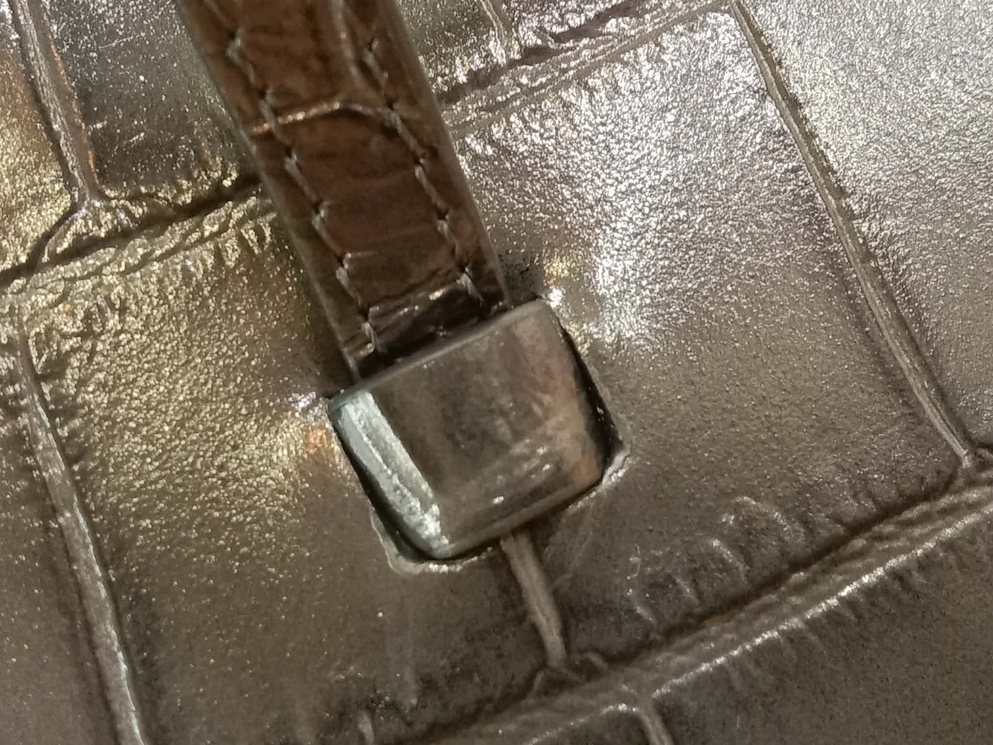 Chanel Crocodile Embossed Calfskin Clutch with Leather Strap Microchipped