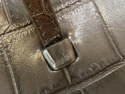 Chanel Crocodile Embossed Calfskin Clutch with Leather Strap Microchipped