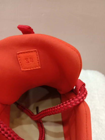 Hermes Miles Neoprene/Suede Sneakers Red Size 38