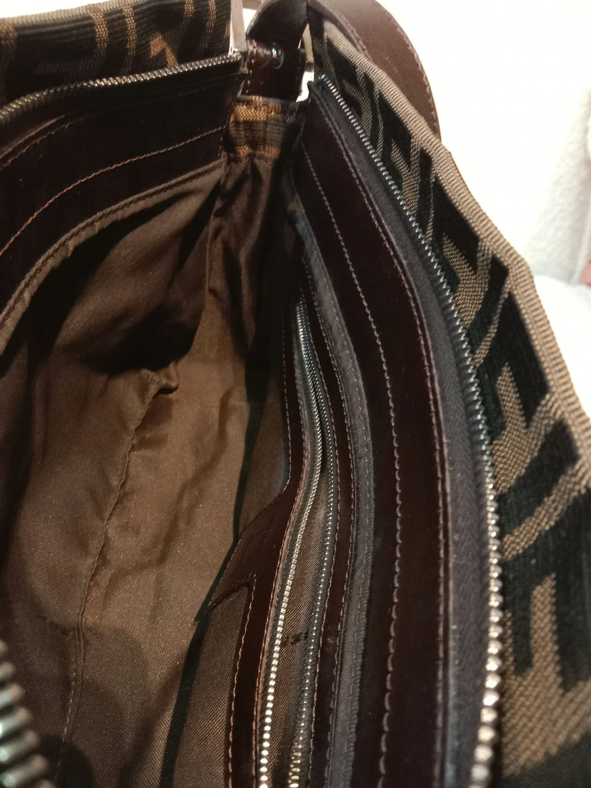 Fendi Zucca Baguette Canvas Shoulder Bag Brown