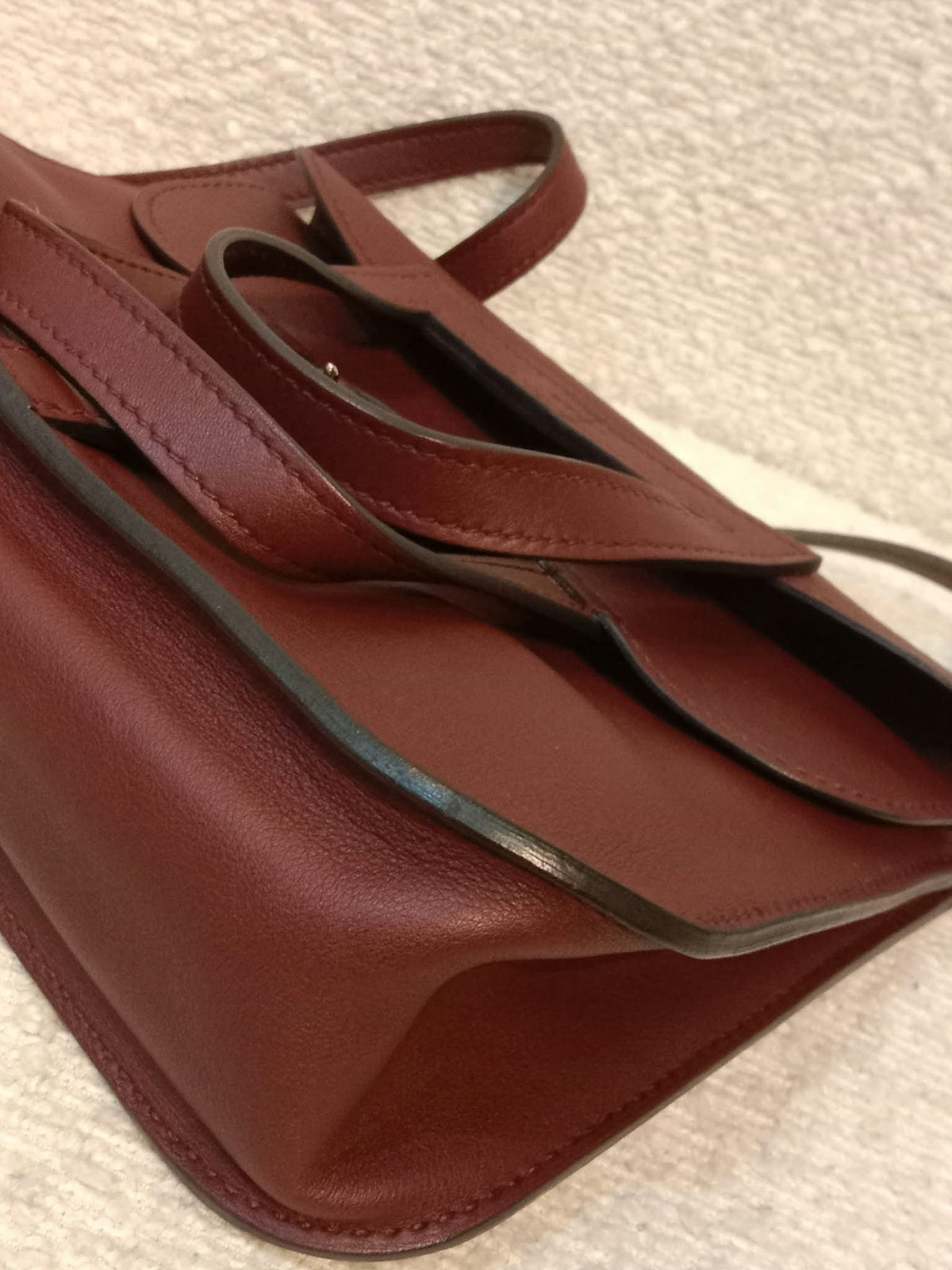 Hermes Halzan 22 Burgundy Clemence Stamp A 2017