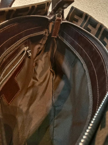 Fendi Zucca Baguette Canvas Shoulder Bag Brown