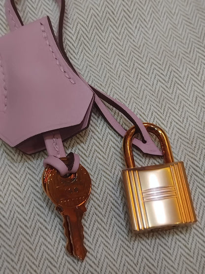 Hermes Birkin 25 Mauve Sylvestre Swift Rose Gold Hardware Stamp W 2024